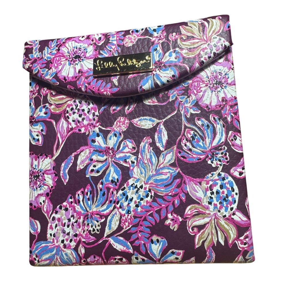 Lilly Pulitzer Floral Pineapple Jewelry Box Travel Organizer Purple Multi EUC